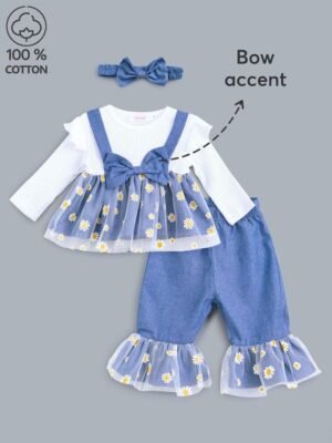 2-Pc Bow Applique Blouse & Pants
