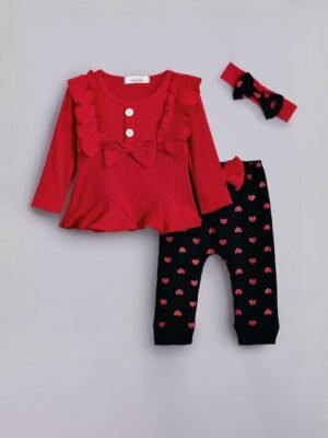 2-Pc Heart Blouse & Pants