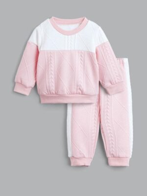 2-Pc Textured Sweatshirt & Joggers