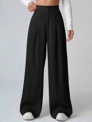 AAHWAN Women Relaxed Loose Fit High-Rise Trousers