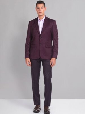 AD By Arvind Tailored Fit Self Design Jacquard Single-Breasted 2 Piece Formal Suit