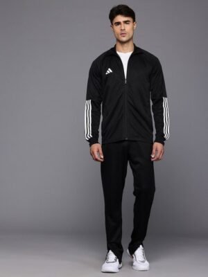 ADIDAS Striped Detail Mock Collar Sereno Jacket with Track Pants