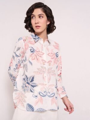 AKKRITI BY PANTALOONS Mandarin Collar Printed Tunic