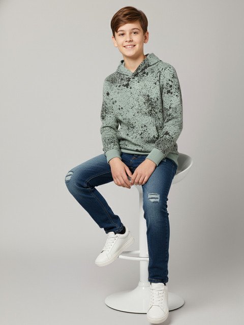 Alan Jones Boys Abstract Printed Hooded Sweatshirt