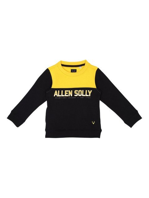 Allen Solly Junior Boys Black & Yellow Colourblocked Sweatshirt