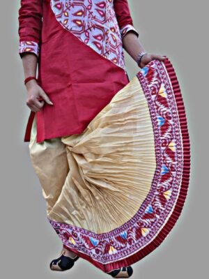 AMIT ONLINE Men Jamdani Border Mour Puccho Dhoti