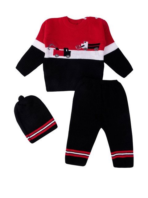 Anixa Kids Winter Woolen Sweater & Pants With Beanie Set