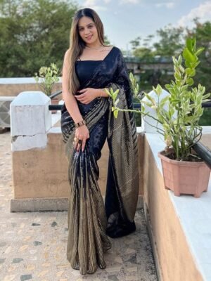 Anouk Black Embellished Sequinned Pure Georgette Saree