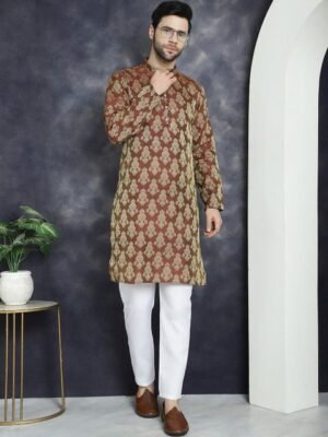 Anouk Ethnic Motifs Woven Design Kurta With Pyjama