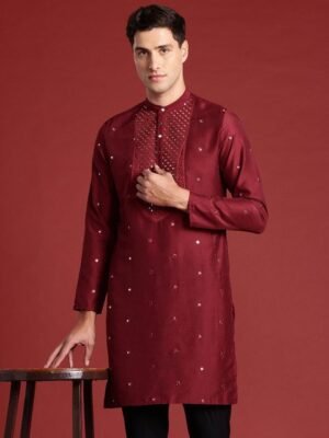 Anouk Mirror Work Embroidered Kurta with Trousers Set