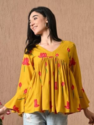 Anouk Rustic Floral Printed Empire Top