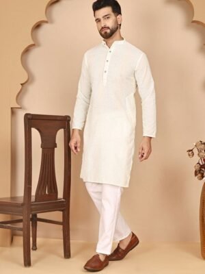 Anouk Rustic Geometric Embroidered Chikankari Pure Cotton Kurta With Pyjamas