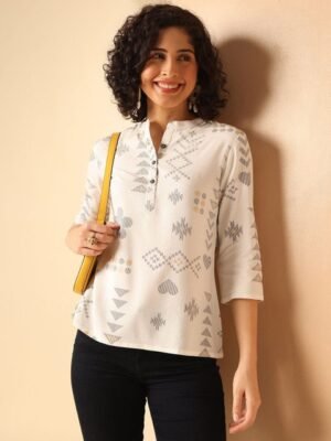 Anouk Rustic Women Geometric Printed Short Kurti
