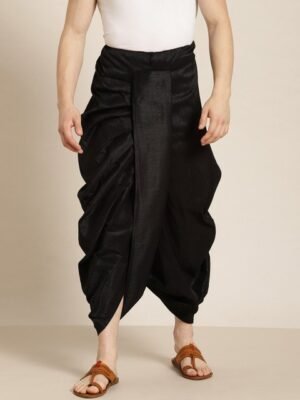 Anug by SOJANYA Men Black Solid Stitched Dhoti