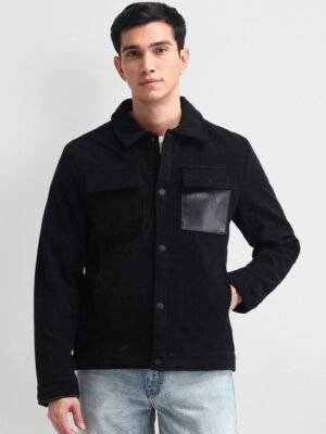 Arrow Sport Self Design Spread Collar Casual Shacket