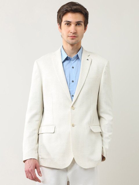 Arrow Textured Notched Lapel Single-Breasted Blazer