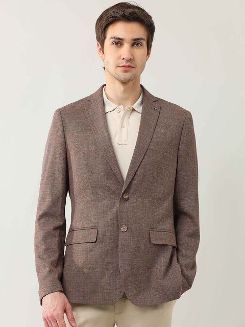 Arrow Textured Notched Lapel Single-Breasted Blazer