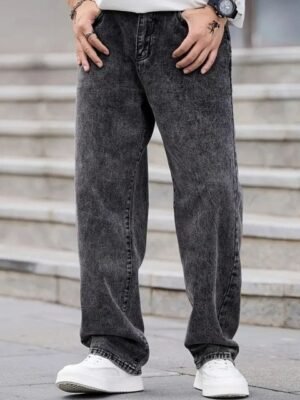 ASHTOM Men Loose High-Rise Low Distress Heavy Fade Cotton Jeans