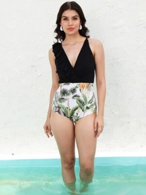 Athena Women Printed V-Neck Bodysuit