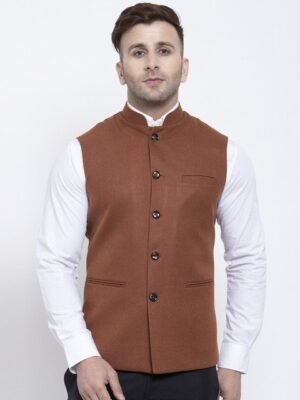 Badoliya & Sons Men Brown Solid Nehru Jacket
