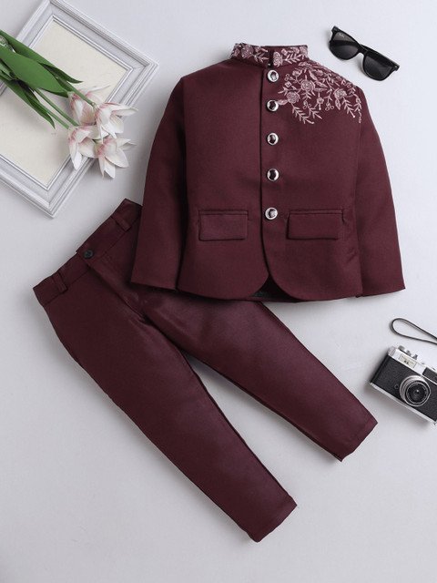 BAESD Boys 2-Pc Embroidered Bandhgala Party Suit