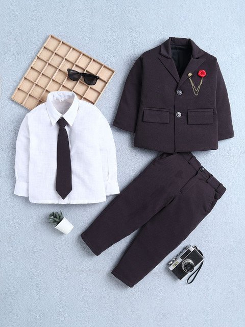 BAESD Boys 3-Piece Single Breasted Suit Set With Tie