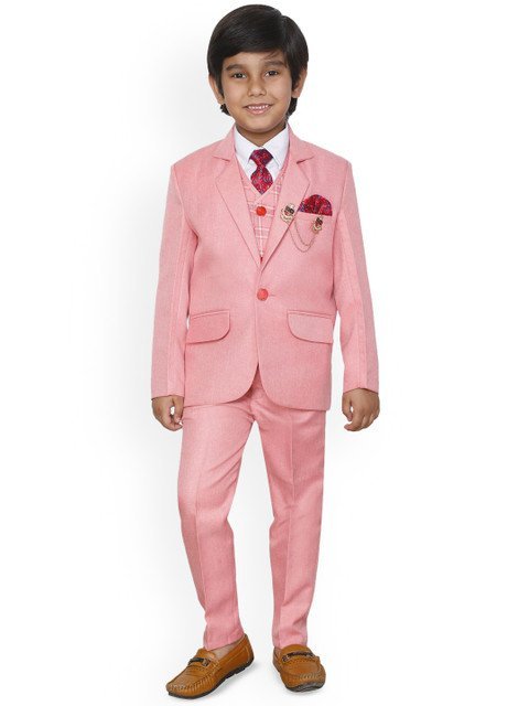 BAESD Boys 4 Piece Single-Breasted Regular Fit Suit