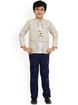 BAESD Boys Cotton Checked Notched Lapel Long Sleeve Single Breasted Blazer