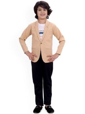 BAESD Boys Cotton Notched Lapel Long Sleeve Single Breasted Blazer