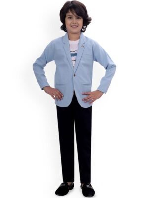 BAESD Boys Cotton Notched Lapel Long Sleeve Single Breasted Blazer