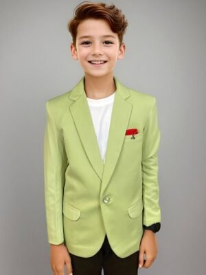 BAESD Boys Notched Lapel Collar Single-Breasted Blazer