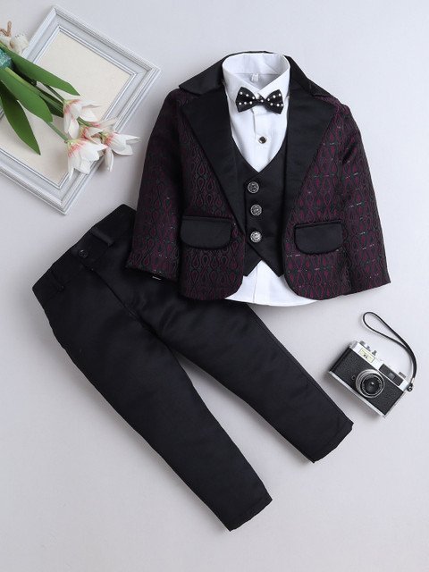 BAESD Boys Pack of 3 Self Designed Single-Breasted Suit