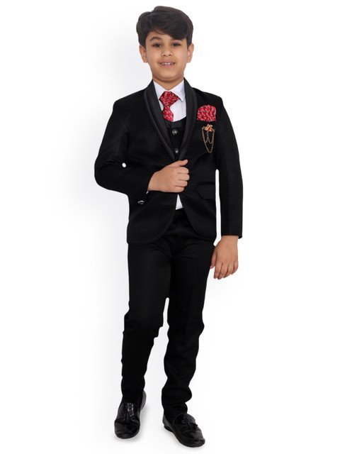 BAESD Boys Printed Single-Breasted 5 Piece Suits