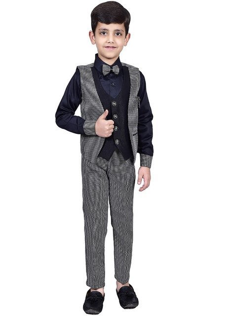 BAESD Boys Self-Design 3-Piece Single-Breasted Suit