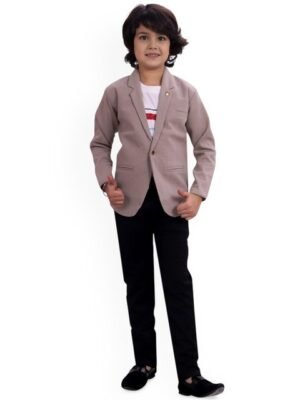 BAESD Boys Self-Design Cotton Single-Breasted Formal Blazer