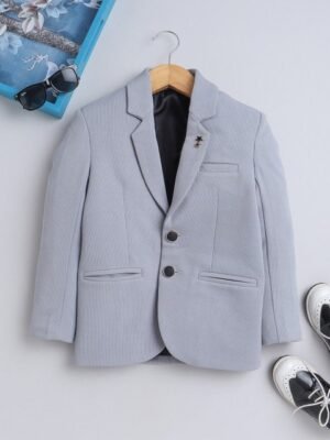 BAESD Boys Textured Single-Breasted Notched Lapel Blazers