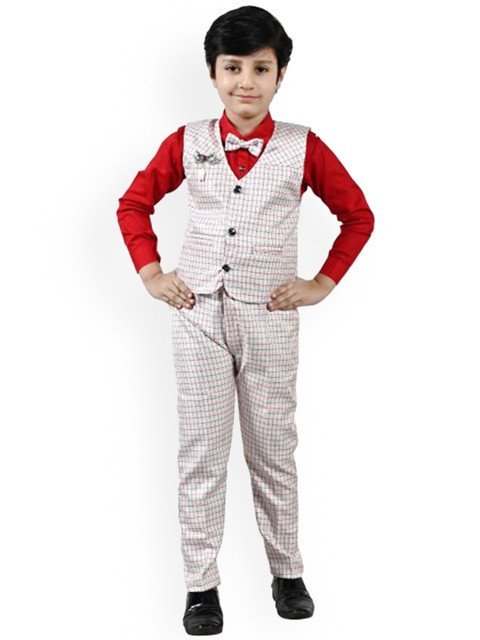 BAESD Checked 3-Piece Pure Cotton Shirt with Trousers & Waistcoat