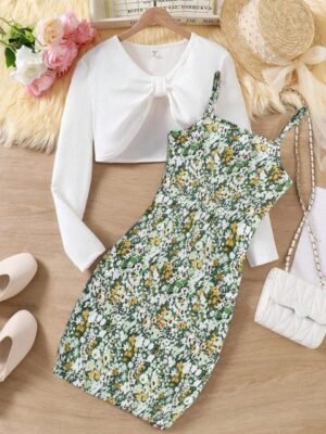 BAESD Floral Print Applique Crepe A-Line Maxi Dress