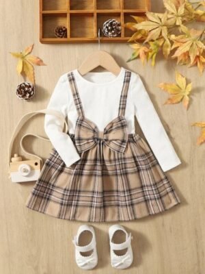 BAESD Girls Checked Pinafore Dress