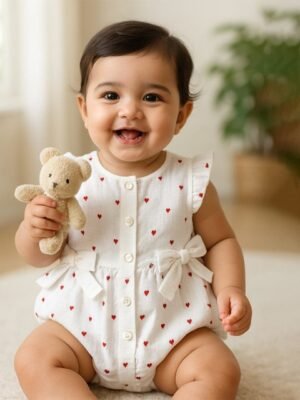 BAESD Infant Printed Bow Cotton Romper