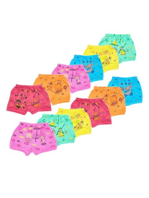 BAESD Kids Pack Of 12 Printed Pure Cotton Boyshorts Briefs