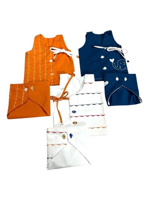 BAESD Kids Pack Of 3 Cotton Muslin Jhablas With Nappy