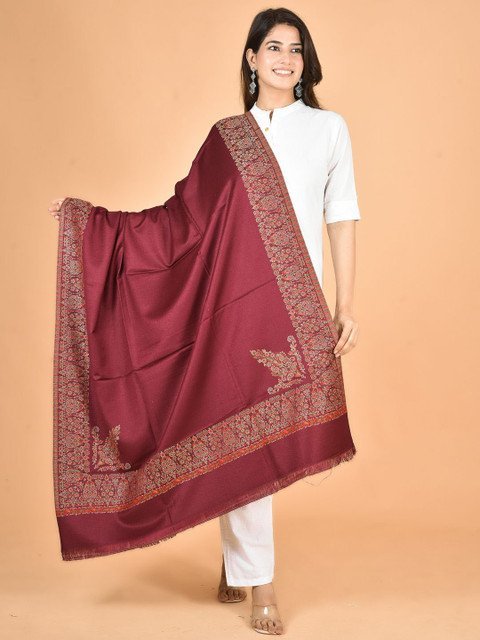 BAISA Unisex Ethnic Motifs Printed Shawl With Fringed Border