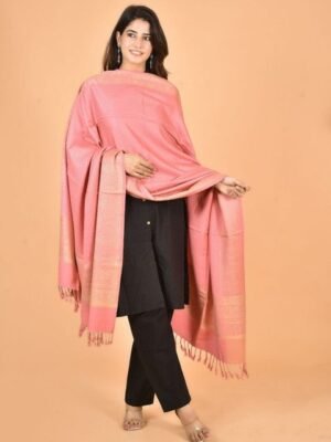 BAISA Unisex Ethnic Motifs Printed Wool Shawl With Tasselled Border