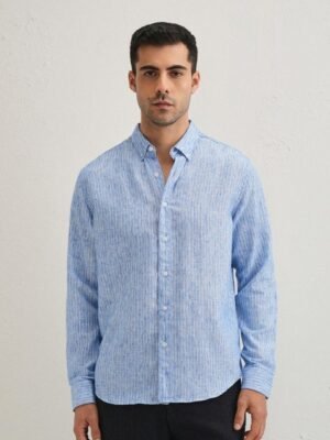 Banana Club Classic Vertical Stripes Button-Down Collar Regular Sleeves Casual Shirt