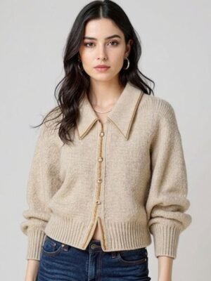 bebe Women Shirt Collar Front-Open Sweaters