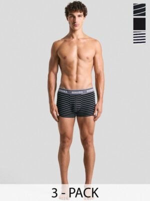 Bershka Pack Of 3 Striped Cotton Trunks