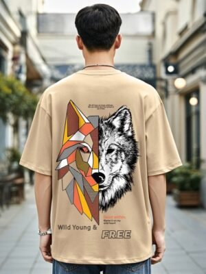 Bewakoof Brown Graphic Printed Drop-Shoulder Oversized Cotton T-shirt