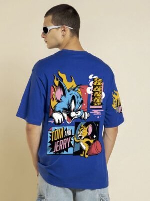 Bewakoof Men Official Cartoon Network Merchandise Tom & Jerry Printed Oversized T-shirt