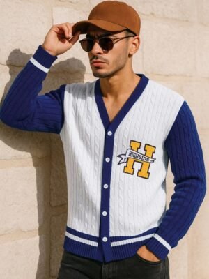Bewakoof Men Typography Embroidered V-Neck Cardigan